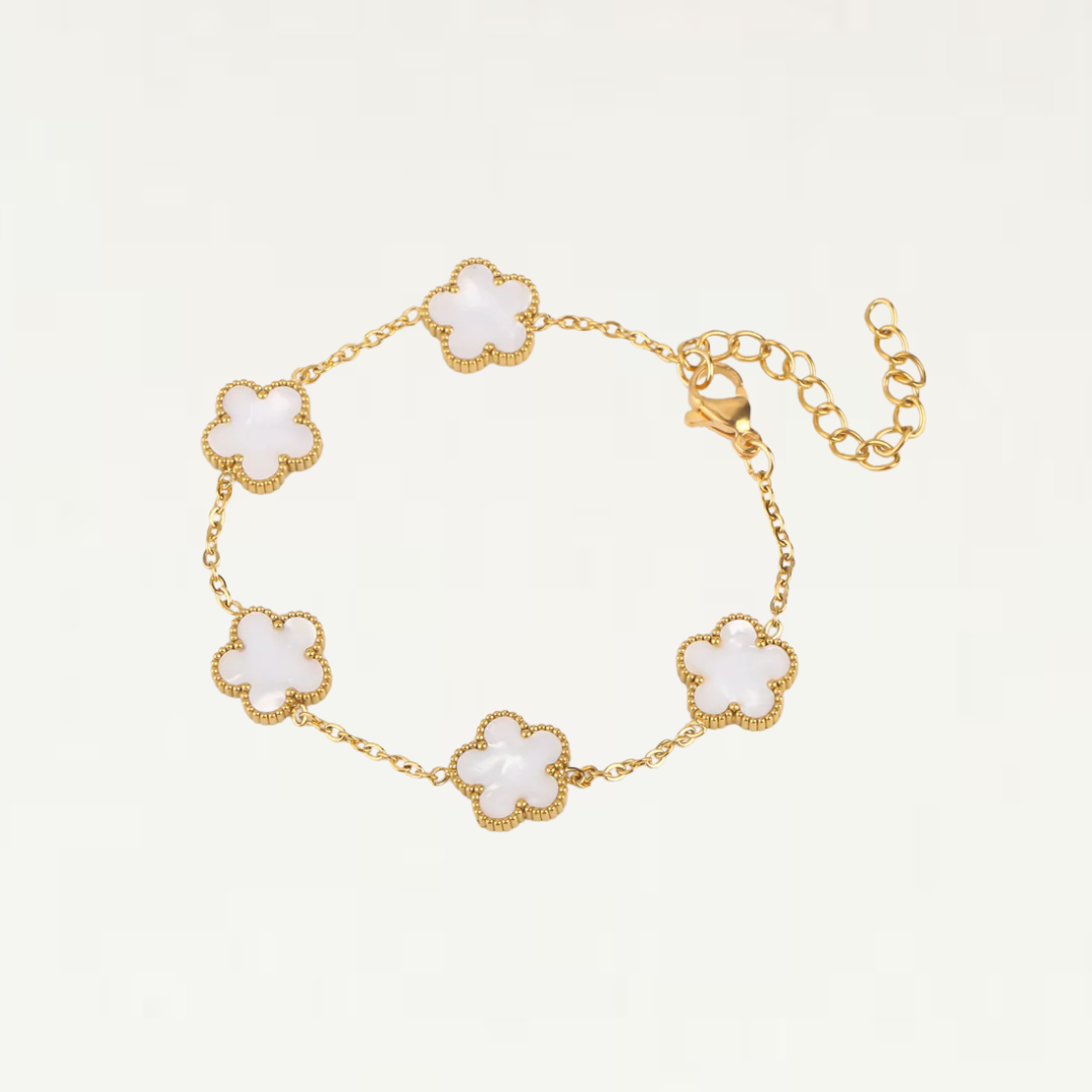Gold Stainless Steel Clover Charm Bracelet-Jordyn the Label