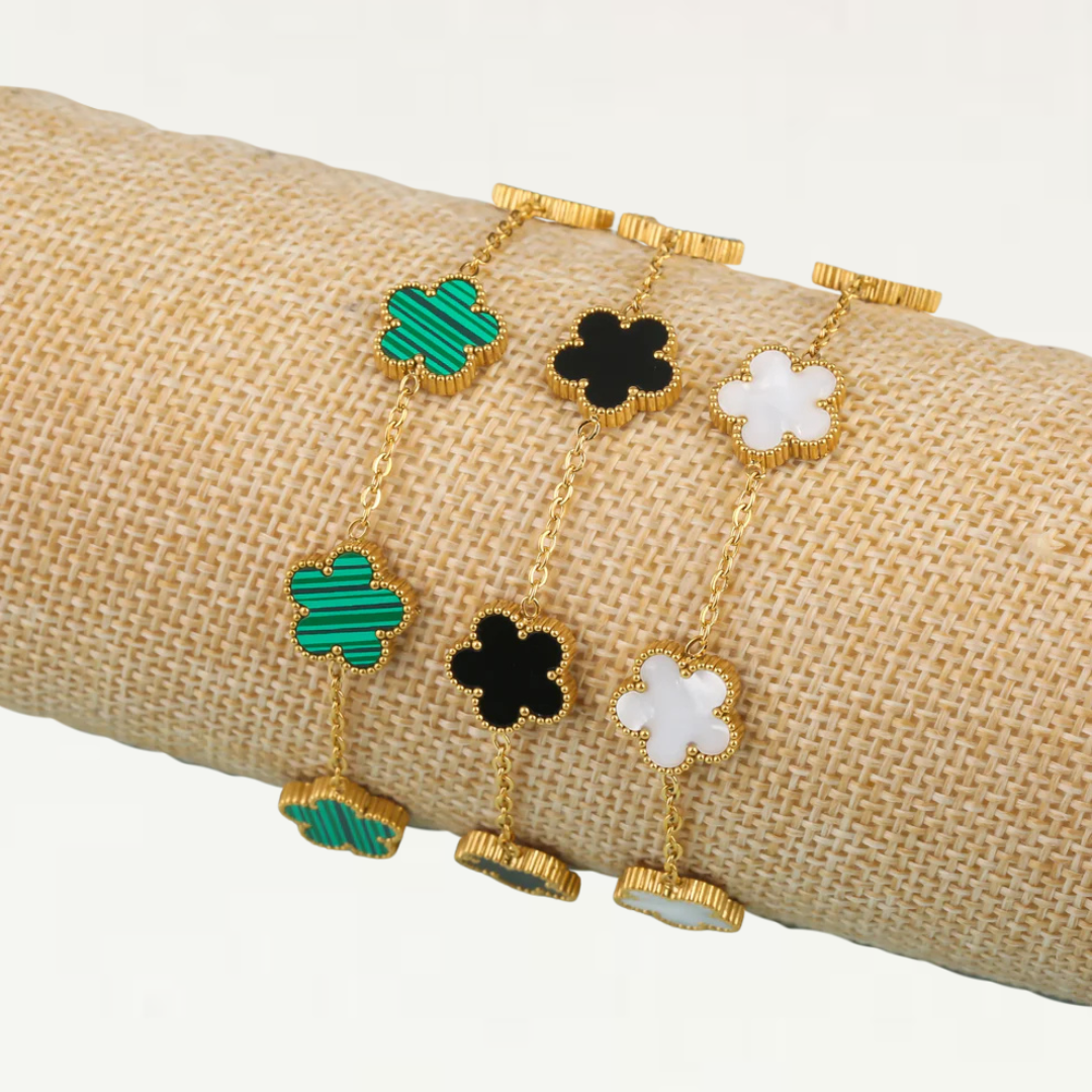 Gold Stainless Steel Clover Charm Bracelet-Jordyn the Label