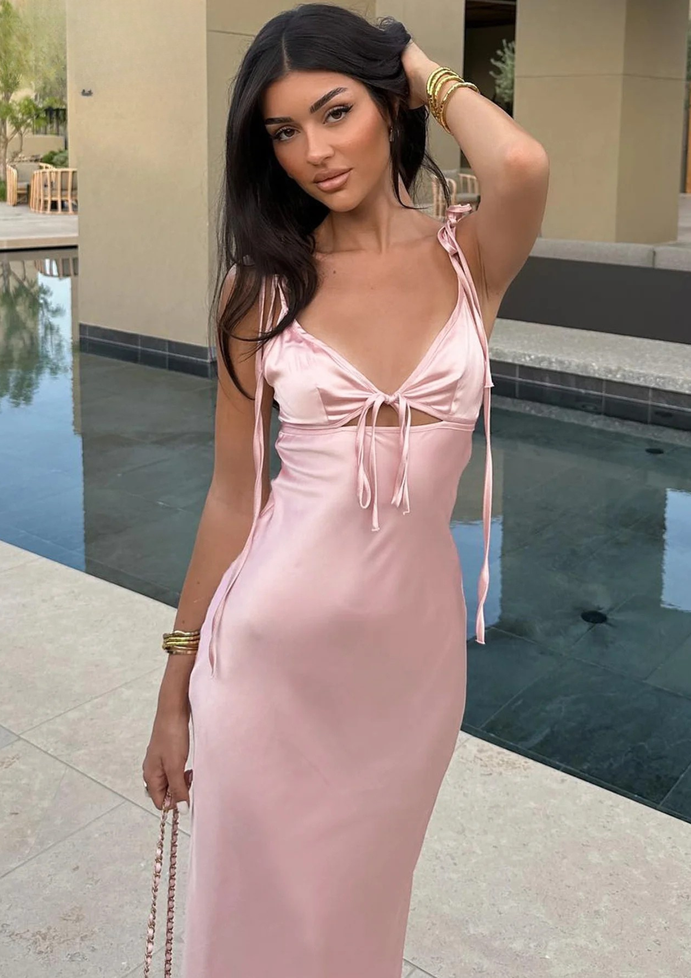 Satin Backless Slip Dress – Spaghetti Strap Evening Dress