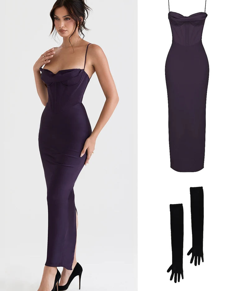 Satin Corset Maxi Dress β Trendy Spaghetti Strap Evening Gown