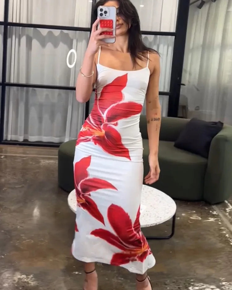 Floral Print Maxi Dress β Spaghetti Strap Summer Beach Dress