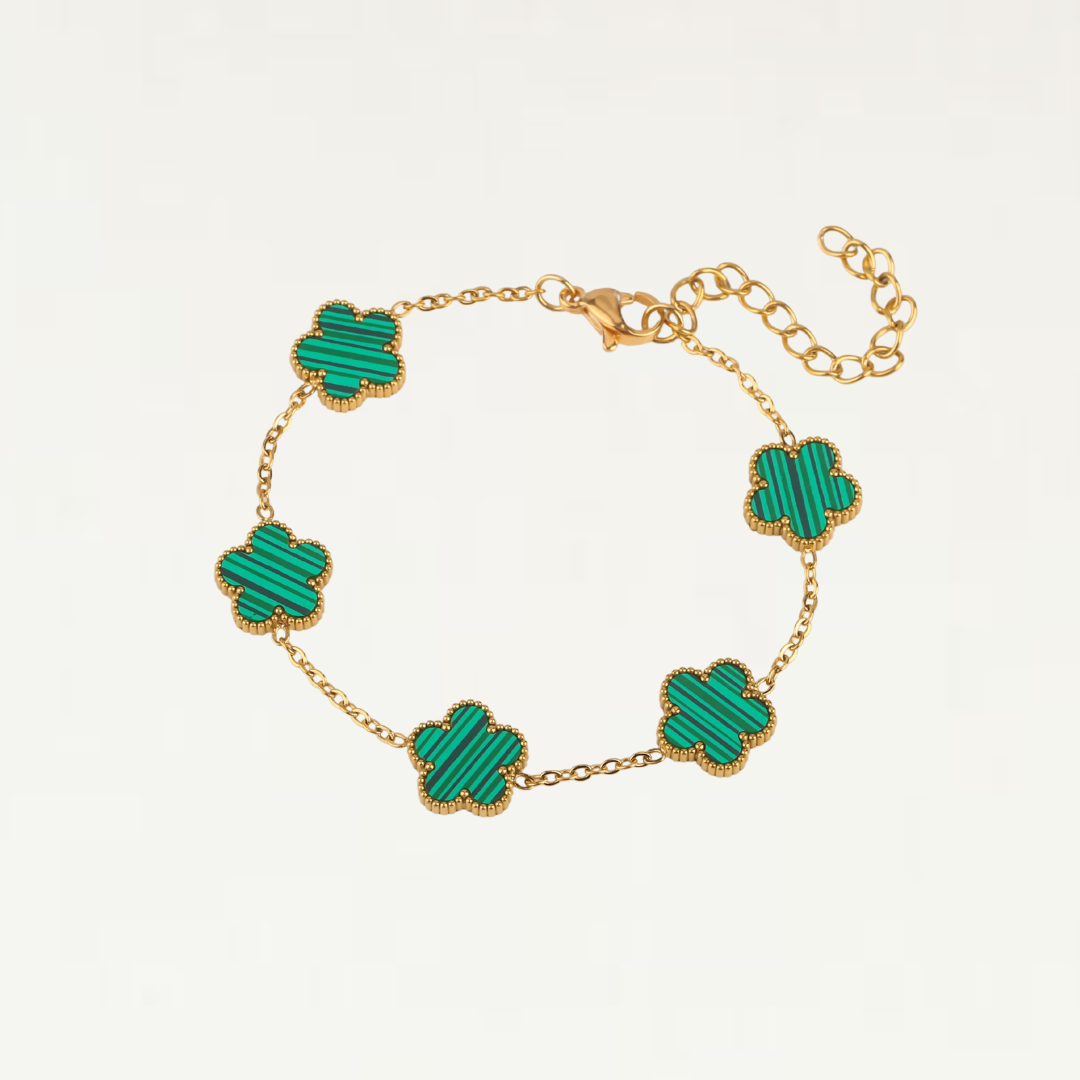 Gold Stainless Steel Clover Charm Bracelet-Jordyn the Label