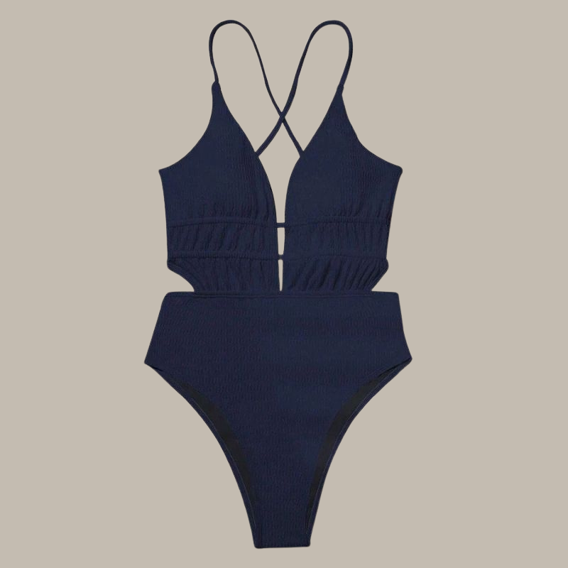 Amy Cross-Strap Ribbed Swimsuit-Jordyn the Label