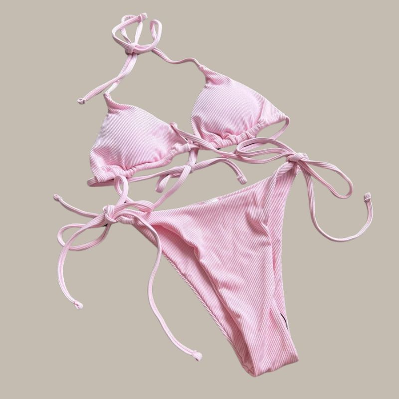 Mila - Halter Ribbed Thong Bikini-Jordyn the Label