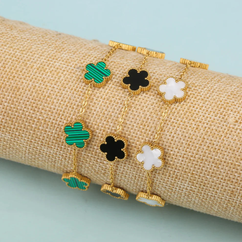 Gold Stainless Steel Clover Charm Bracelet-Jordyn the Label