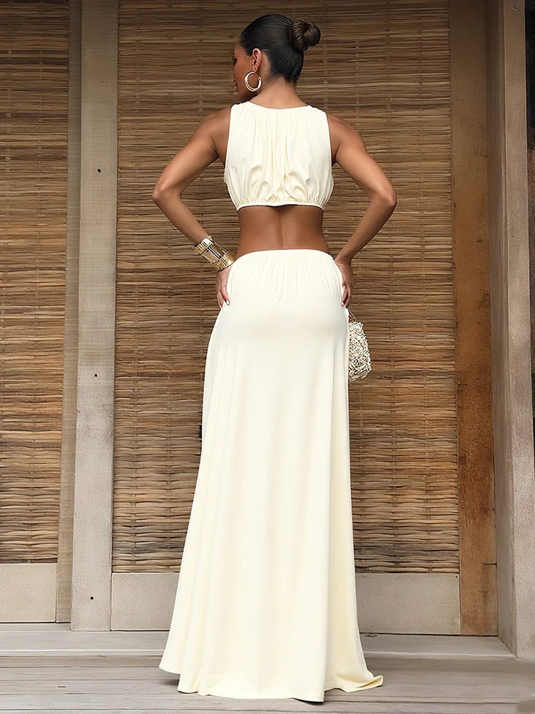 Cut Out Maxi Dress – Sleeveless Summer Party Outfit