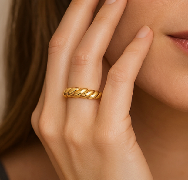 Croissant Braid - Ring - Stainless Steel-Jordyn the Label