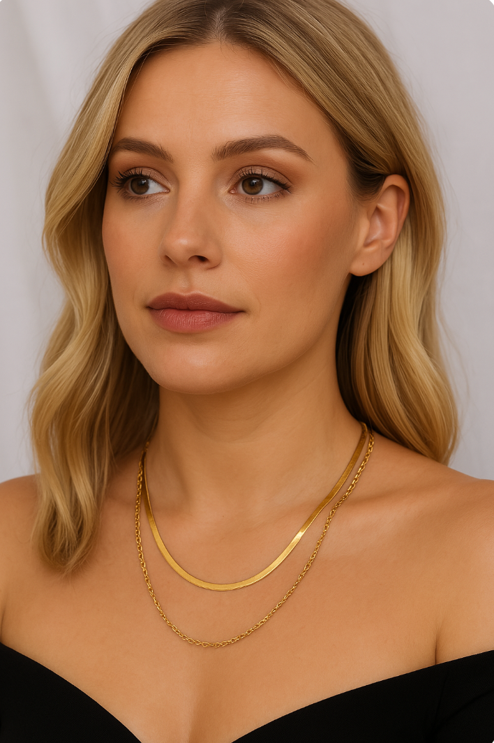Golden Hour - Ketting - Stainless Steel - 2 Stuks-Jordyn the Label