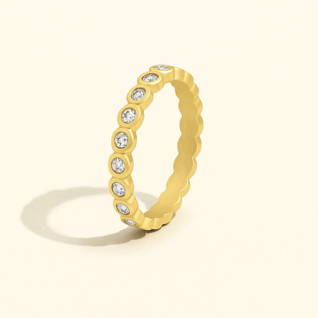 Golden Bezel Tennis Ring for Women-Jordyn the Label