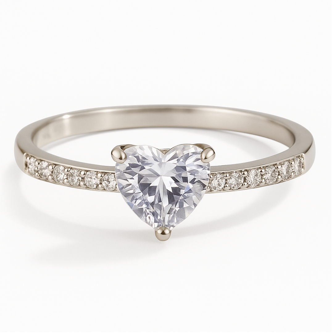 Lustrous Heart - Ring - Stainless Steel-Jordyn the Label