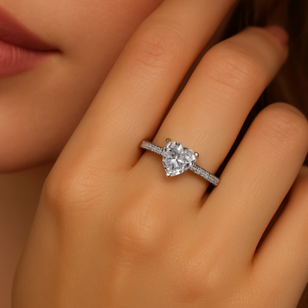 Lustrous Heart - Ring - Stainless Steel-Jordyn the Label