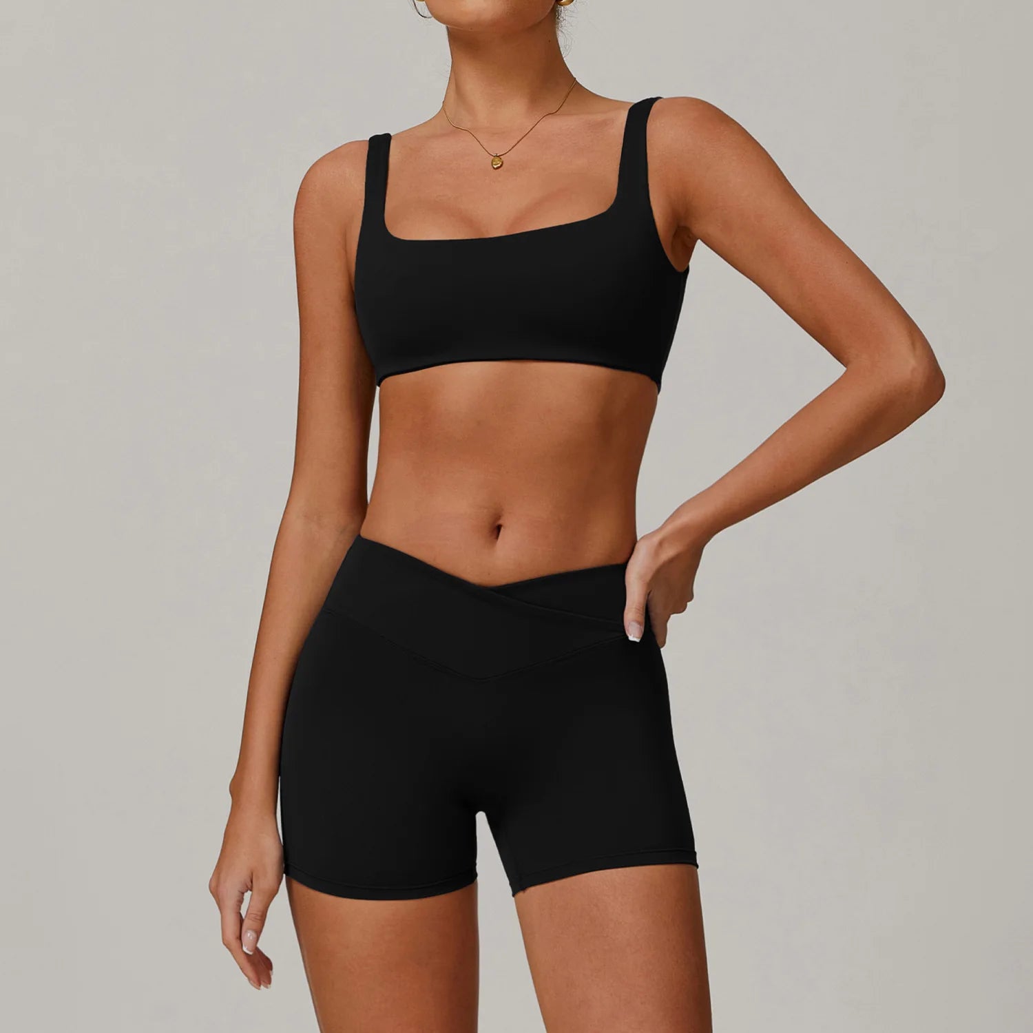 2 Piece Yoga Set – Sports Bra & High Waist Shorts Activewear