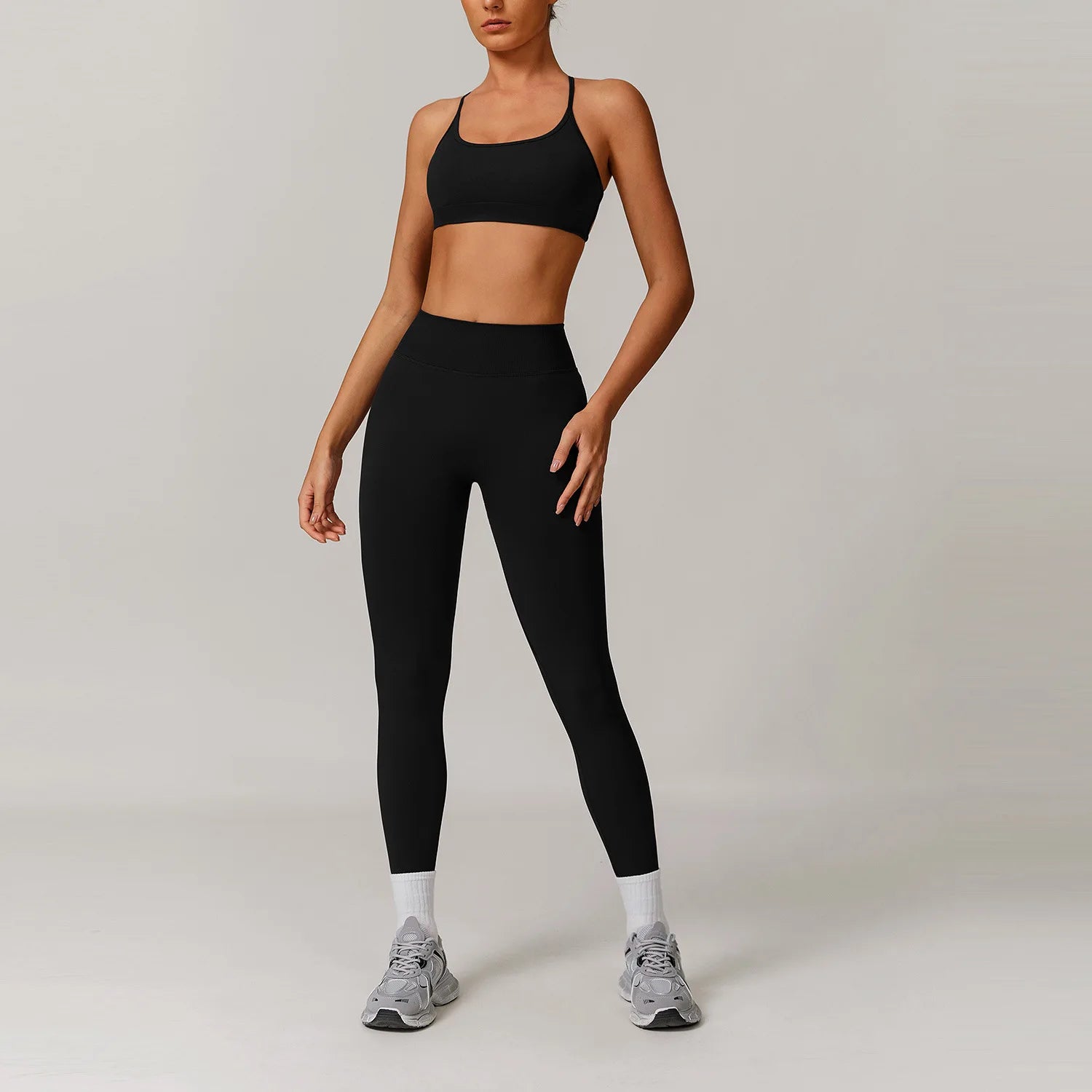 2 Piece Yoga Set – Sports Bra & High Waist Leggings Seamless Gym Activewear