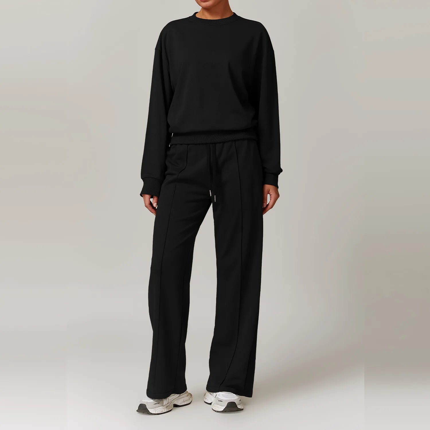 2 Piece Tracksuit – Long Sleeve Sweatshirt & Wide Leg Yoga Pants Activewear
