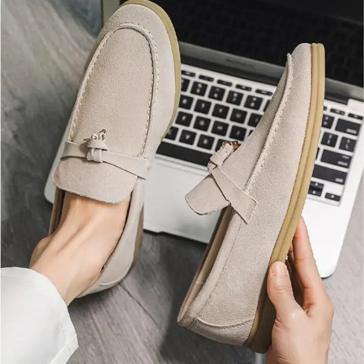 Men’s Suede Loafers with Tassels – Classic Slip On Casual Shoes