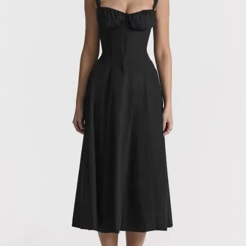 Corset Maxi Dress – Spaghetti Strap Split Beach Dress