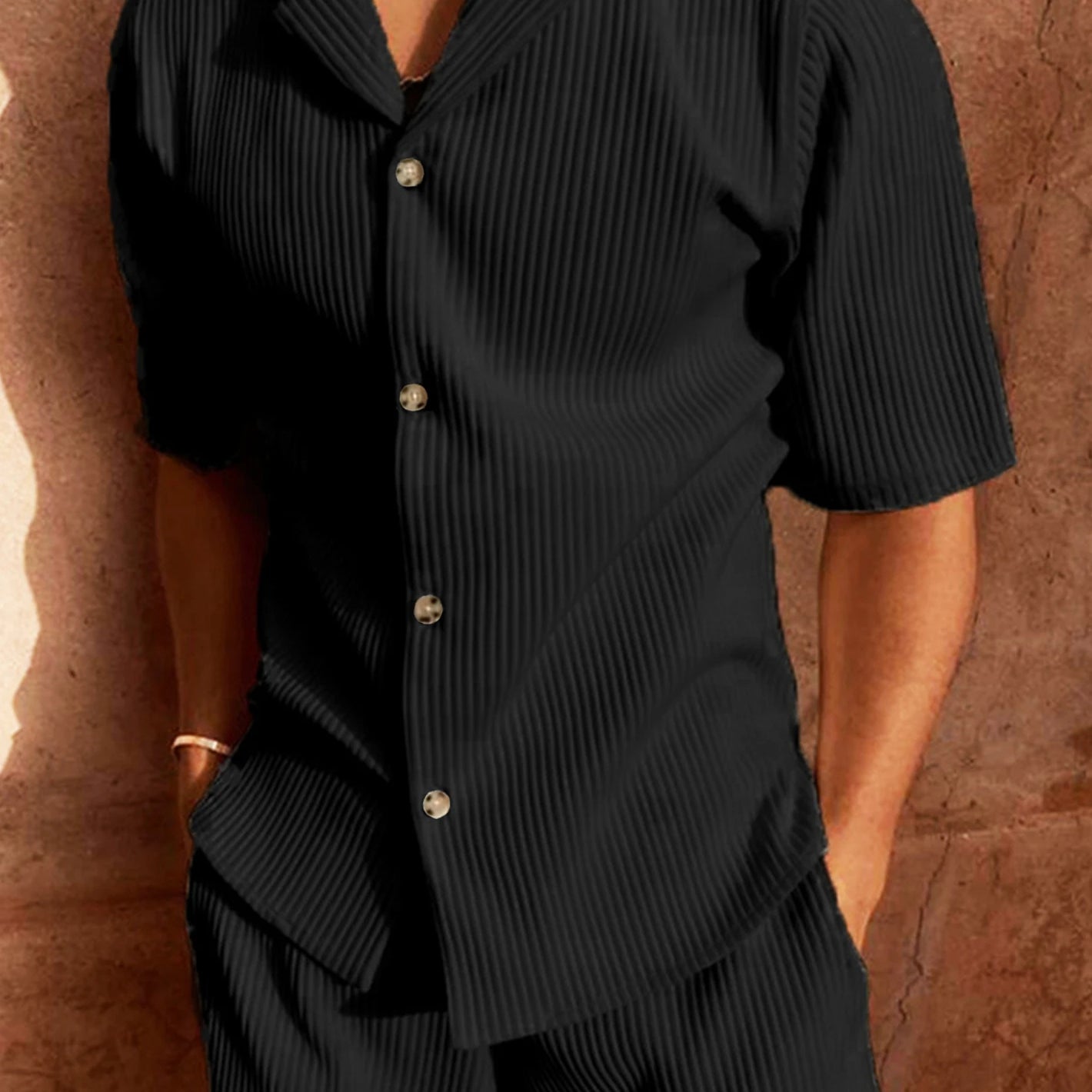 Men’s Trendy Summer Set – Short Sleeve Shirt and Shorts