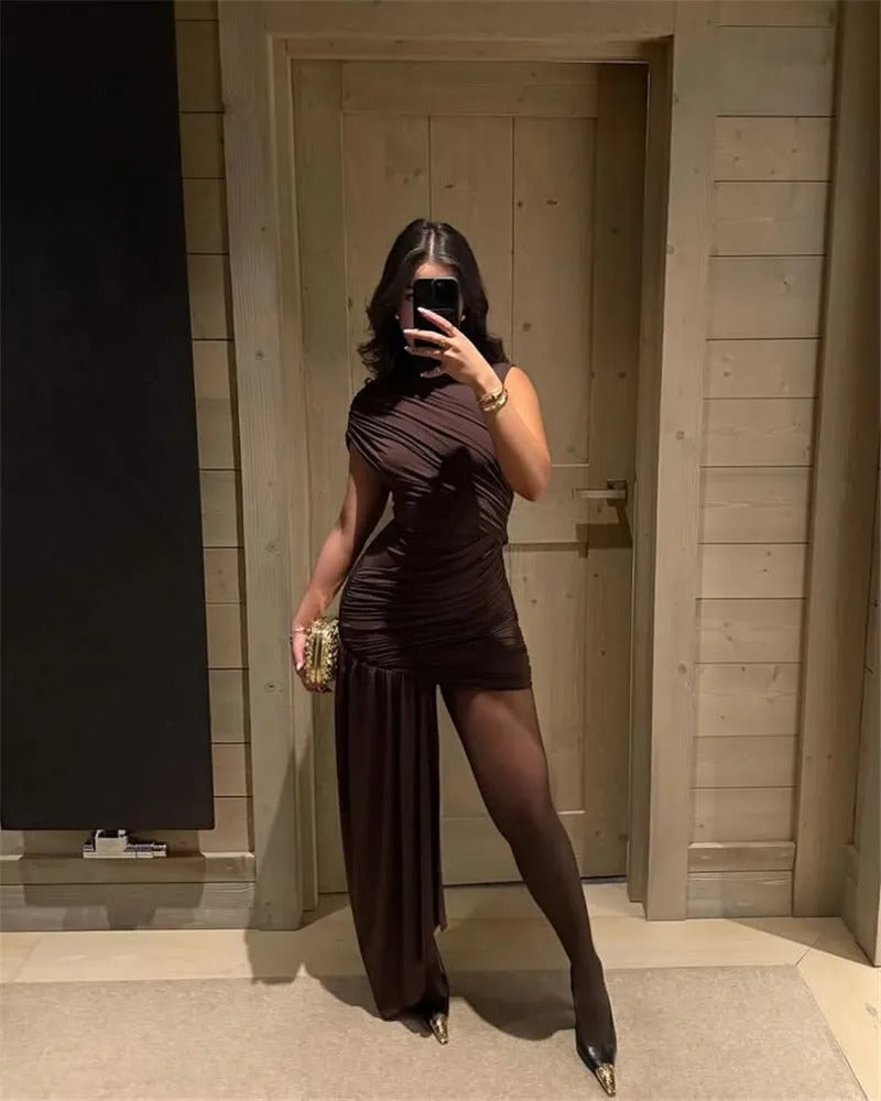 One Shoulder Maxi Dress – Halter Split Beach Evening Dress