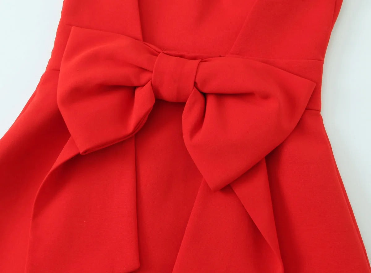 Backless Mini Dress – Sleeveless Bow Tie Cocktail Party