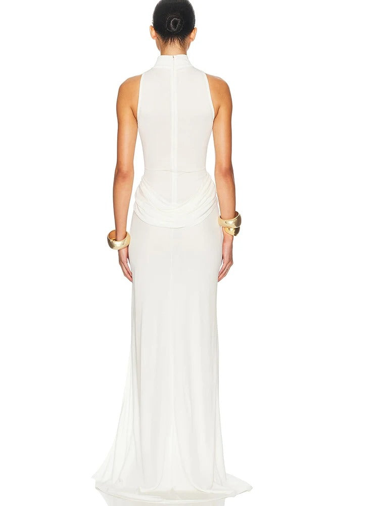 High Neck Maxi Dress Sleeveless Split Evening Gown