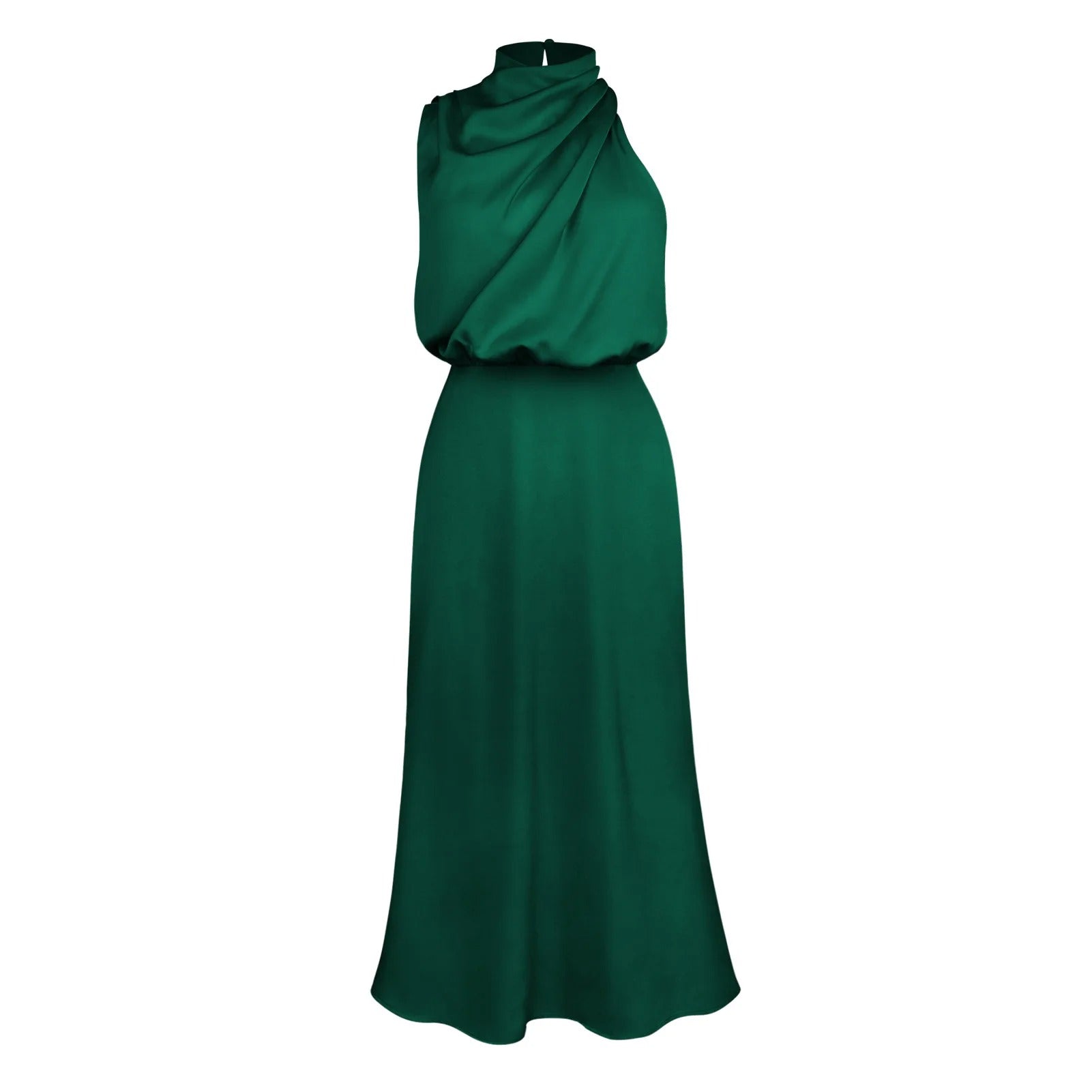 Satin Halter Neck Evening Dress Formal Gown