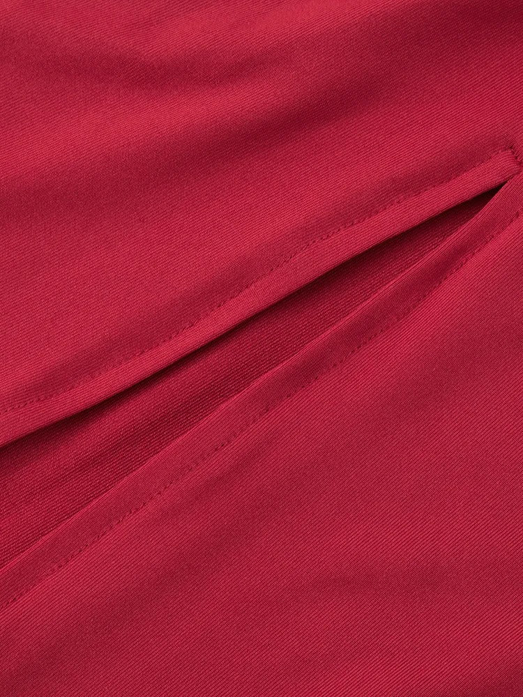 Halter Neck Evening Gown – Sleeveless Ruched Maxi Dress with High Slit