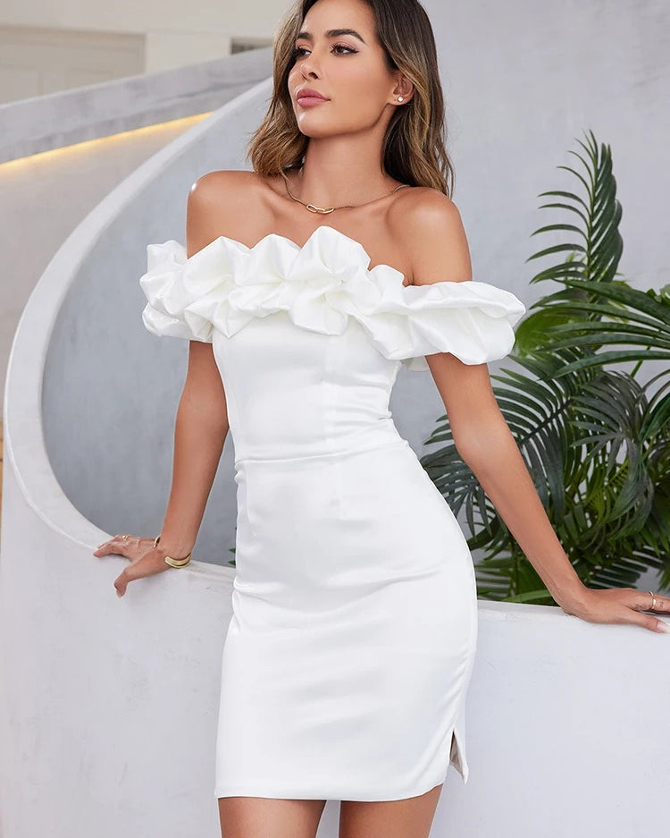 Off Shoulder Ruffle Mini Dress β Elegant Party Outfit