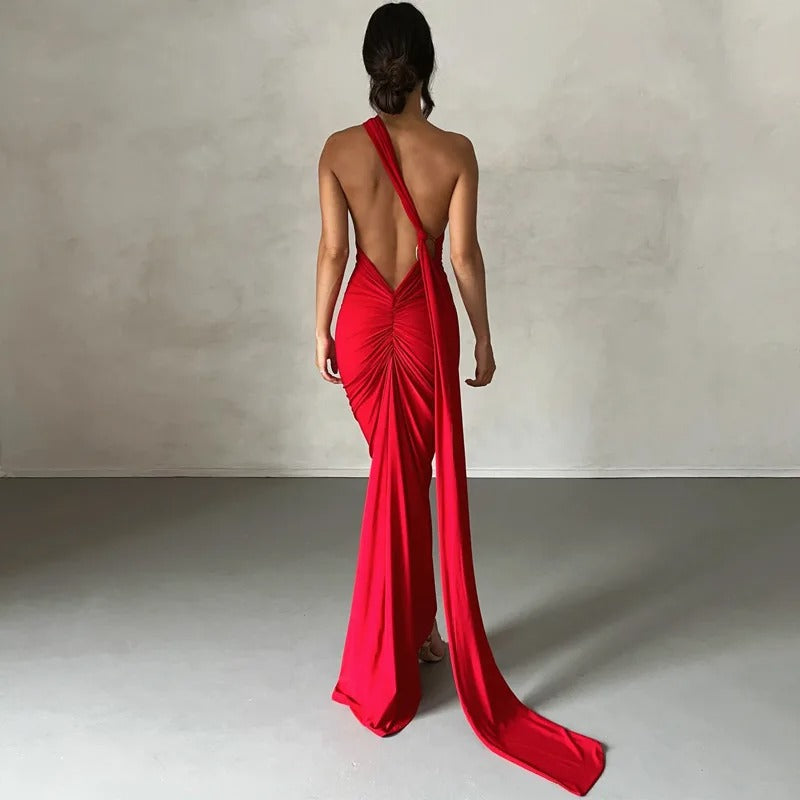 Backless Maxi Dress β Halter Neck Evening Party Gown
