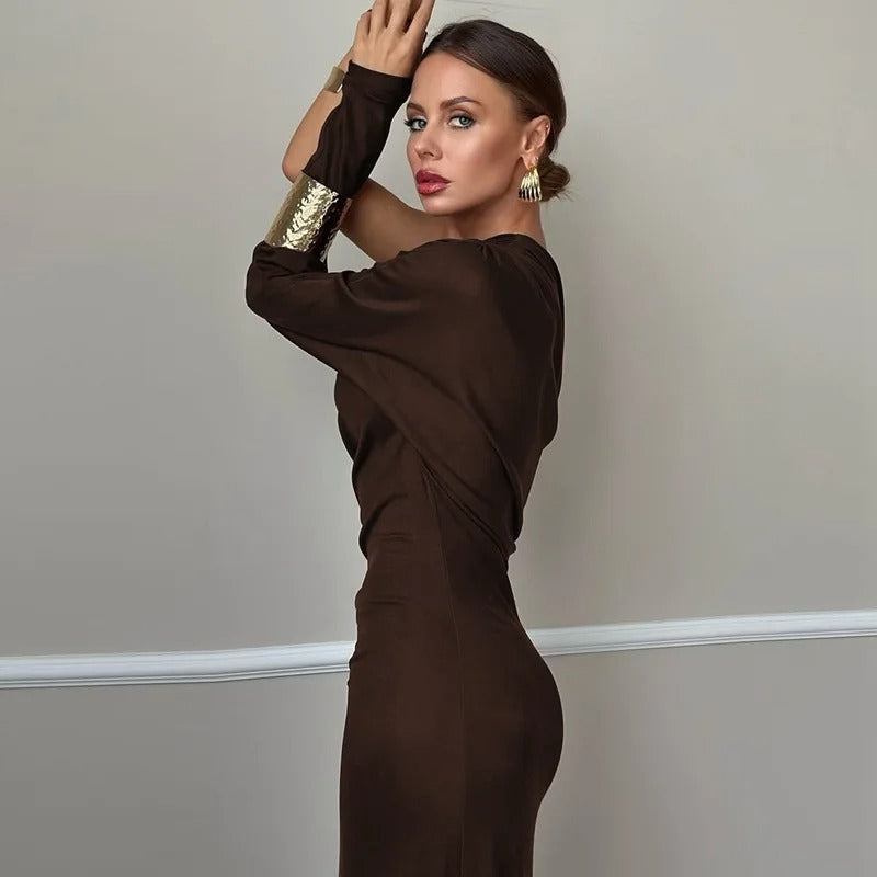 One Shoulder Maxi Dress – Elegant Backless Evening Gown