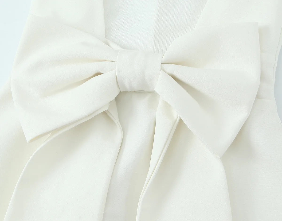 Backless Mini Dress – Sleeveless Bow Tie Cocktail Party