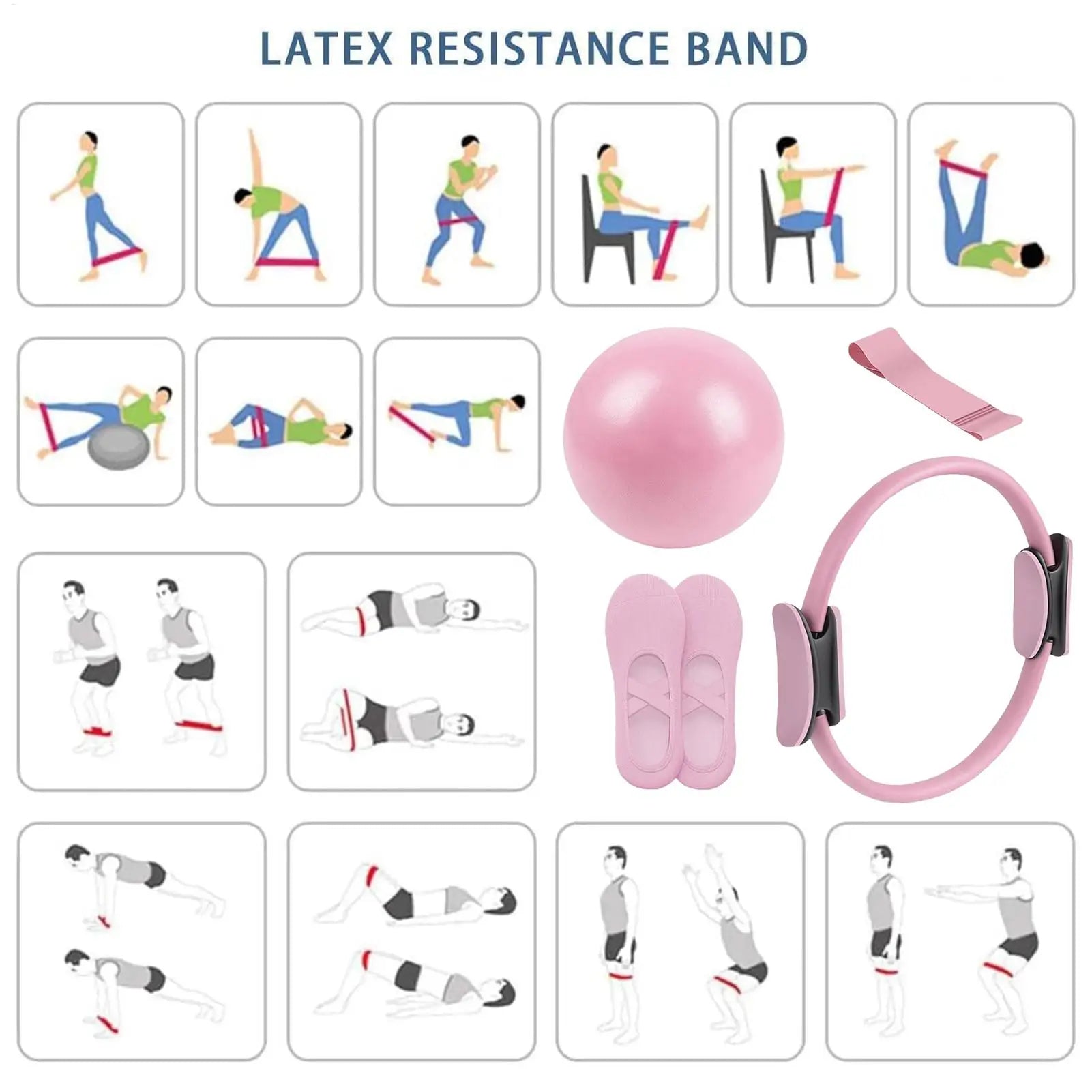 Pilates Kit – Ball, Ring & Resistance Band Set for Home Workout & Fitness
