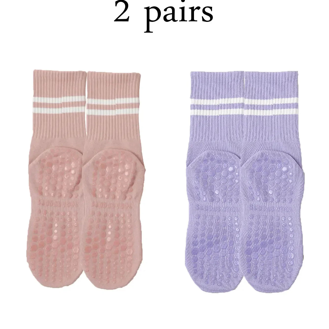 2 Pairs Women’s Non Slip Pilates Yoga Socks with Grips