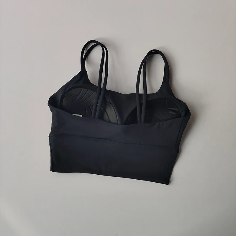 Padded Sports Bra with String Straps – Shockproof Gym, PIlates & Yoga Activewear