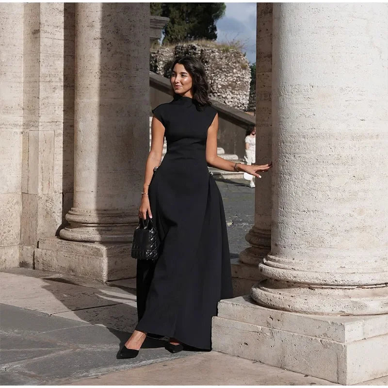 Vintage High Neck Maxi Dress – Elegant Evening Gown Formal Wear