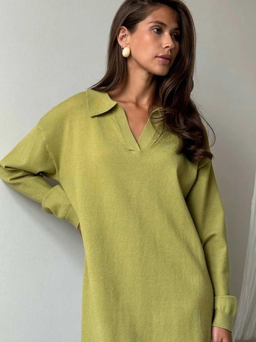 Knit Maxi Dress – Long Sleeve Casual Winter Sweater Dress