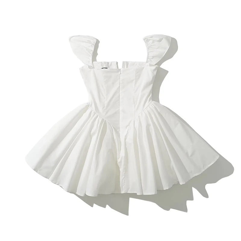 White Mini Dress – Elegant fit & Flare Corset Party Dress
