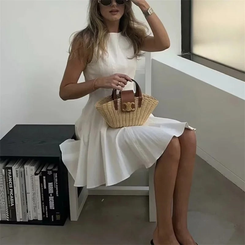 White Sleeveless Mini Dress – Casual Summer Trendy Dress