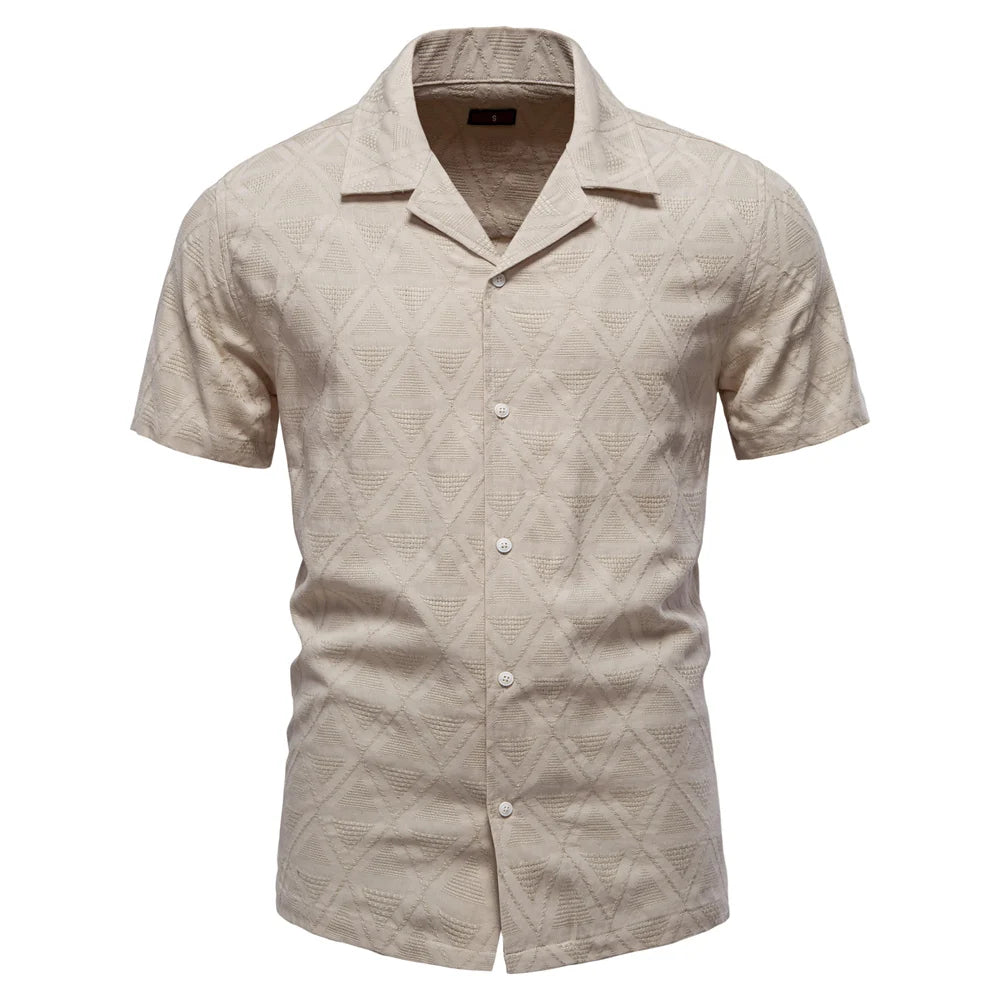 Men’s Cotton Short Sleeve Shirt – Casual Button Up Summer Top
