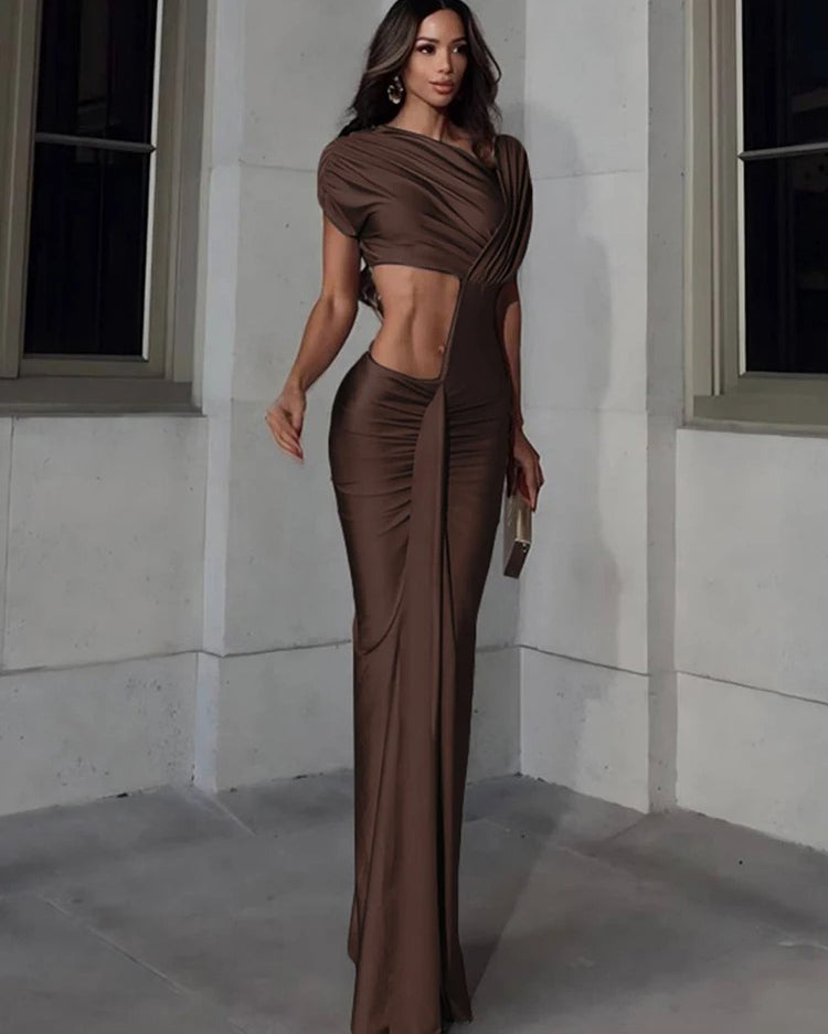 Cut Out Maxi Dress β Elegant One Shoulder Evening Gown