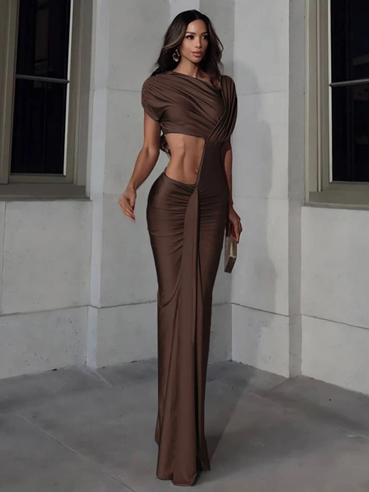 Cut Out Maxi Dress – Elegant One Shoulder Evening Gown