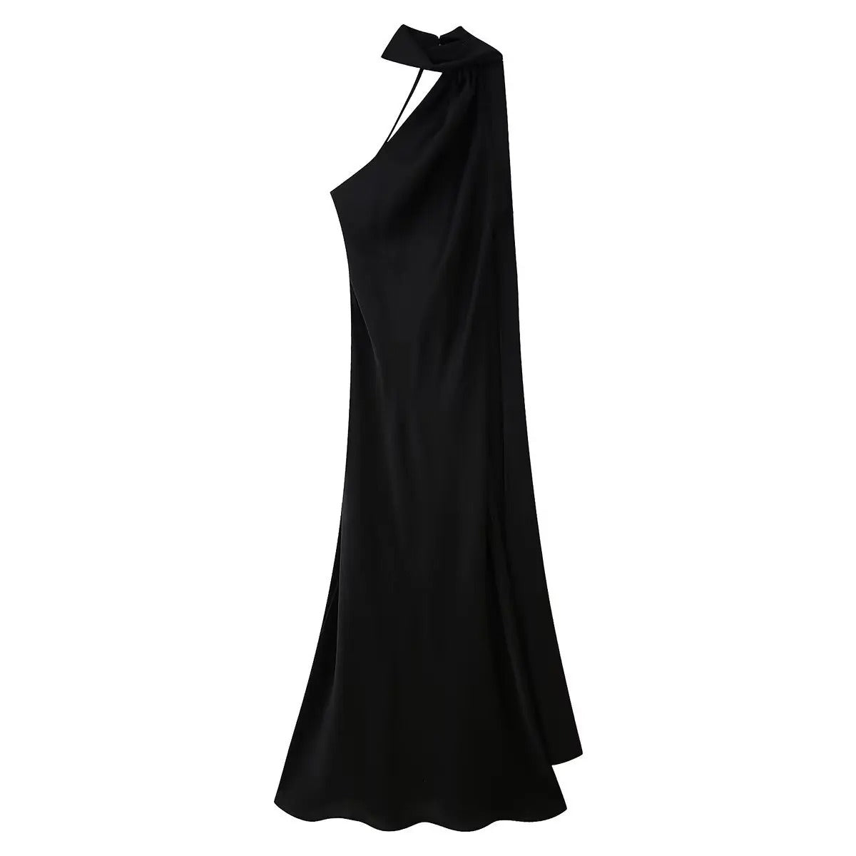 One Shoulder Satin Maxi Dress Formal Evening Gown