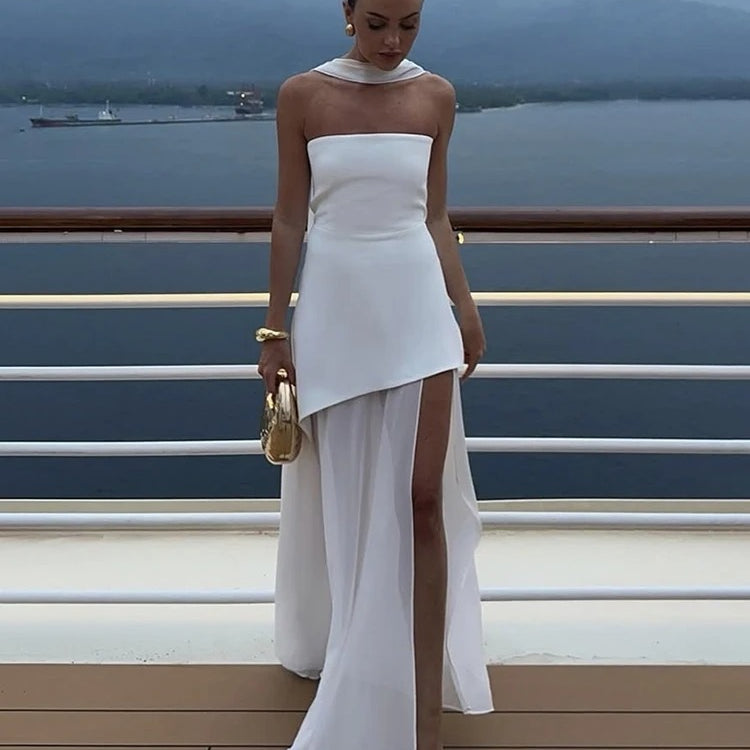 Strapless Maxi Dress – Elegant Split Evening Gown
