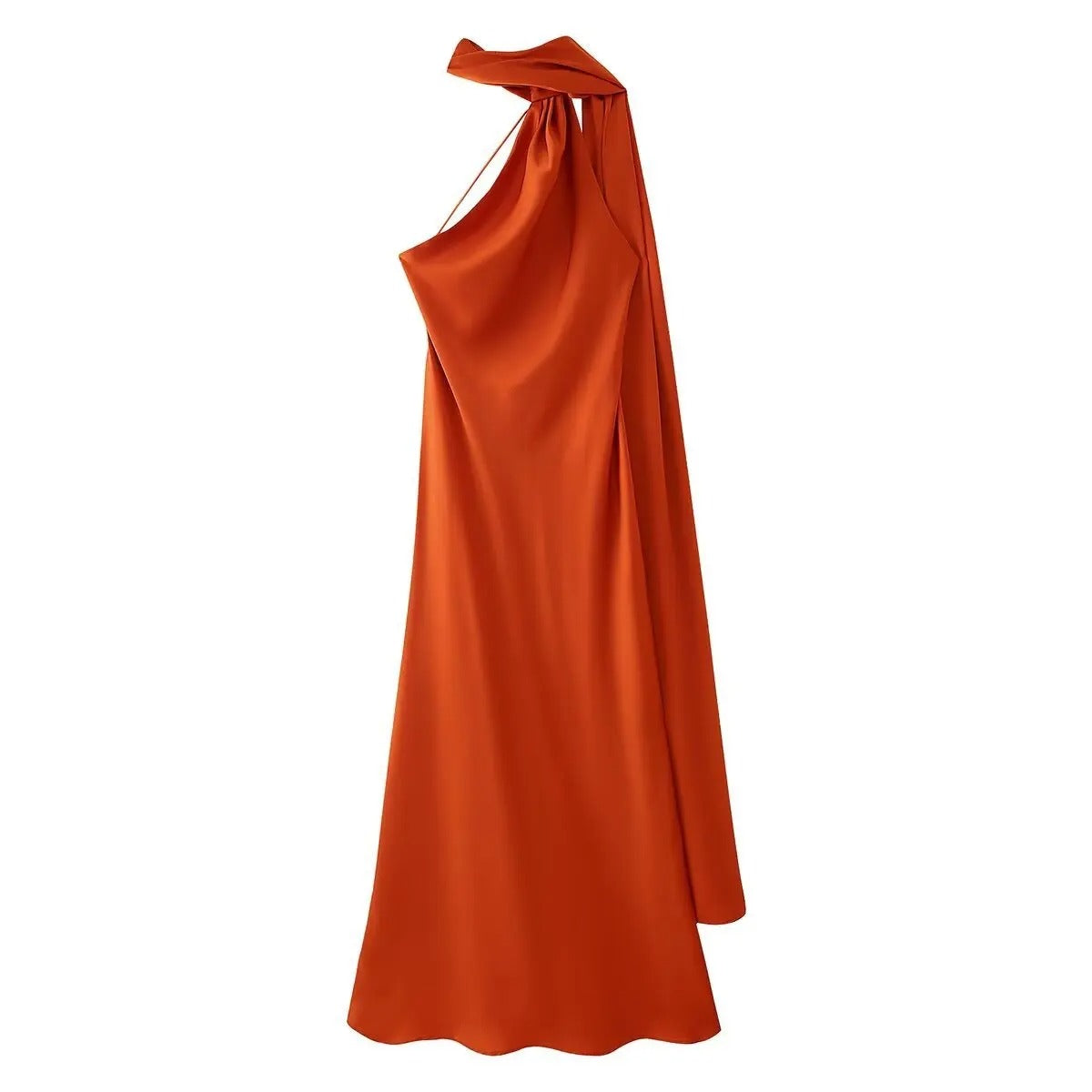 One Shoulder Satin Maxi Dress Formal Evening Gown