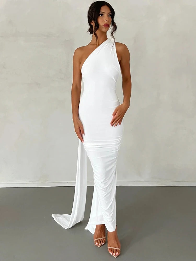 Backless Maxi Dress – Halter Neck Evening Party Gown
