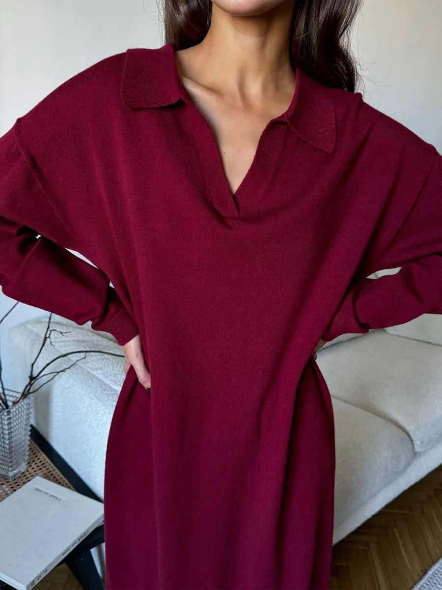 Knit Maxi Dress – Long Sleeve Casual Winter Sweater Dress