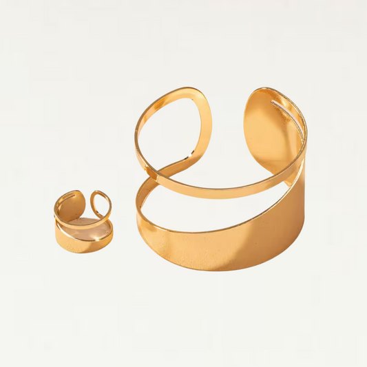 Gilded Aura - Ring Bracelet Set - Stainless Steel-Jordyn the Label