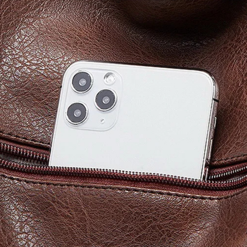 Leather Shoulder Bag – Vintage Tote with Tassel & Crossbody Strap