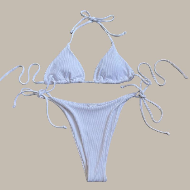 Mila - Halter Ribbed Thong Bikini-Jordyn the Label