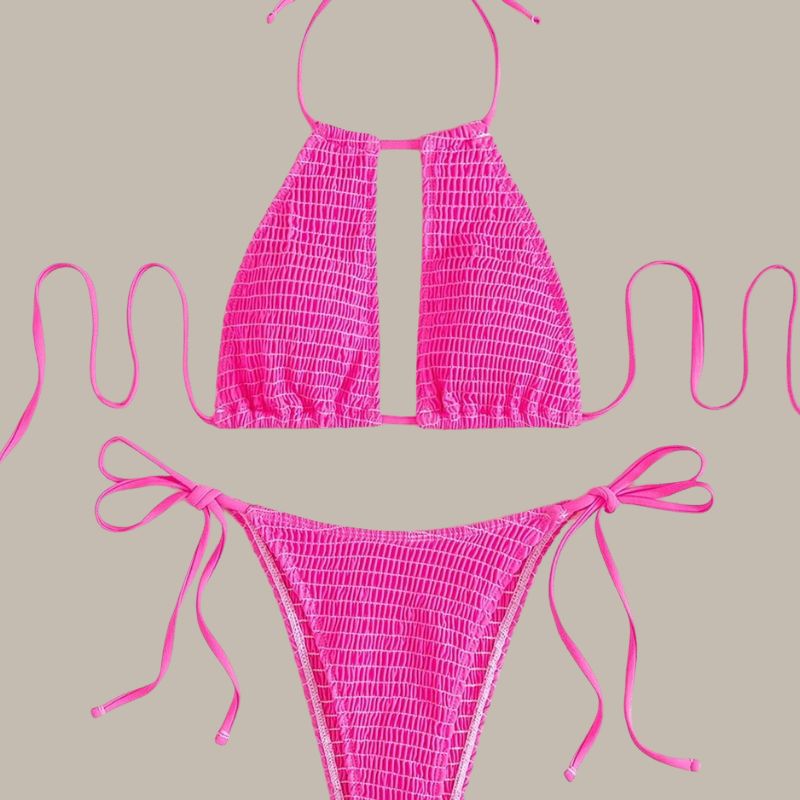 Ella - Smocked Halter Tie Bikini-Jordyn the Label