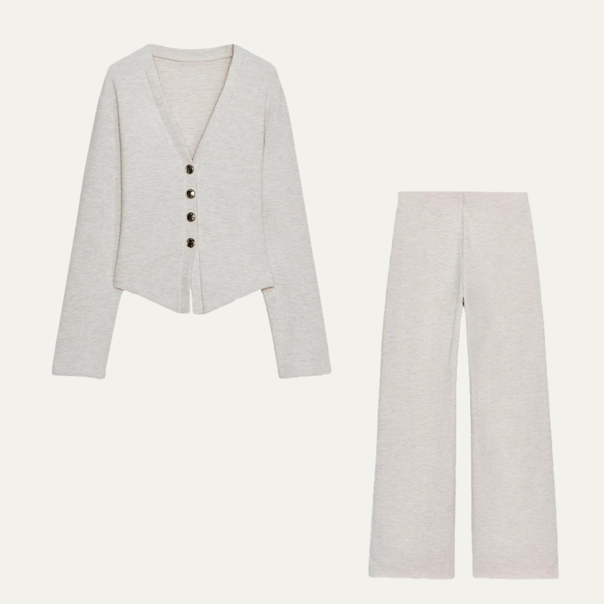 Elegant Two Piece Suit – Blazer Jacket with Wide Leg Pants